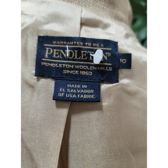 Pendleton Women's Beige Wool Single Breasted Three Buttons Fitted Blazer Size 10 - Picture 9 of 12